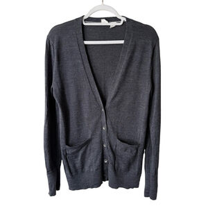 GAP Charcoal Button-Up 100% Merino Wool Cardigan Size S Cozy Minimalist